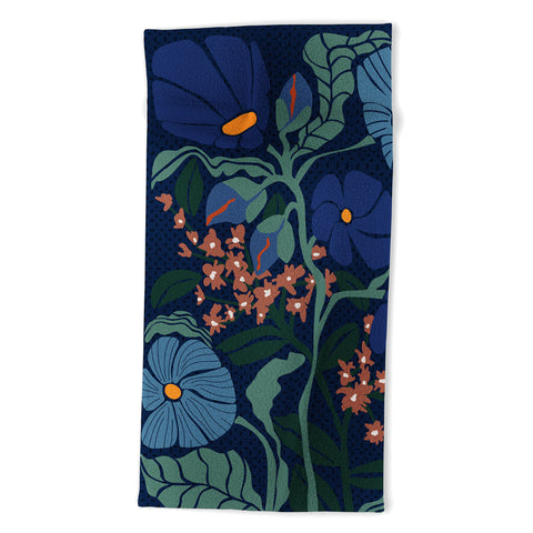 DESIGN d´annick Klimt flower dark blue Beach Towel