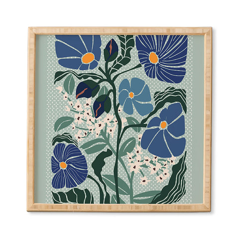 DESIGN d´annick Klimt flowers light blue Framed Wall Art