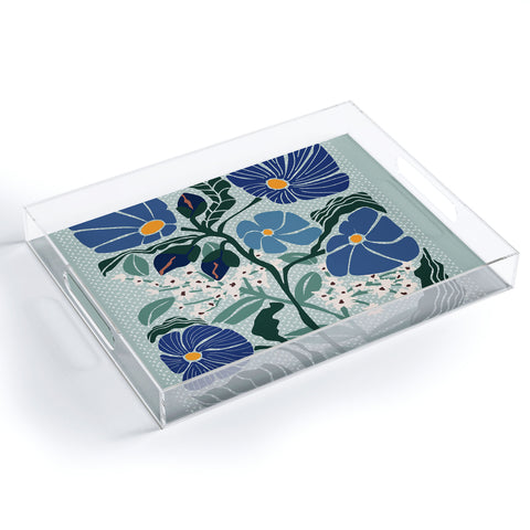 DESIGN d´annick Klimt flowers light blue Acrylic Tray