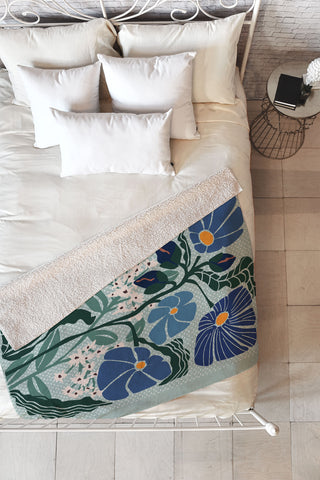 DESIGN d´annick Klimt flowers light blue Fleece Throw Blanket