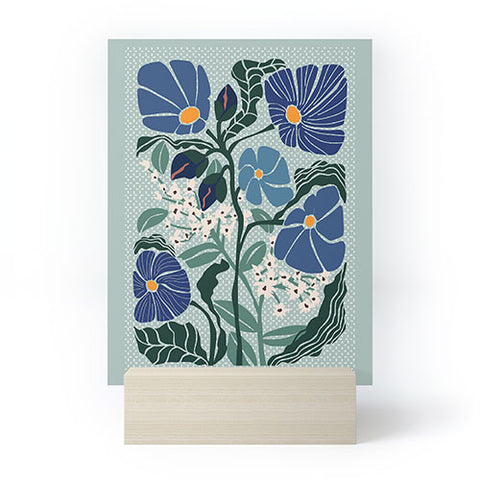 DESIGN d´annick Klimt flowers light blue Mini Art Print