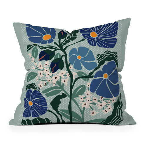 DESIGN d´annick Klimt flowers light blue Outdoor Throw Pillow