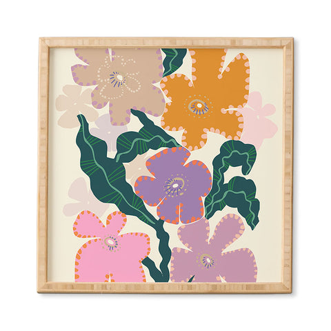 DESIGN d´annick Large Pink Retro Flowers Framed Wall Art