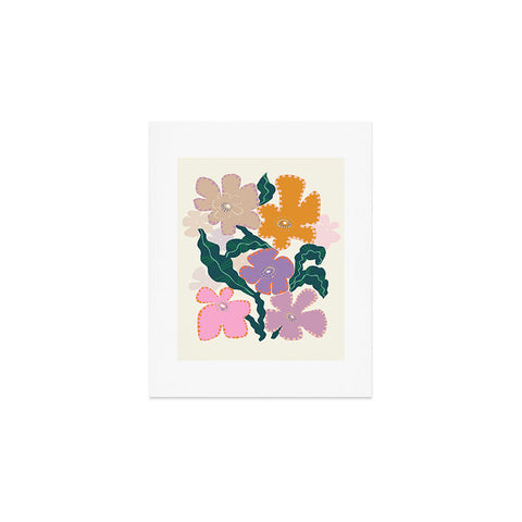 DESIGN d´annick Large Pink Retro Flowers Art Print
