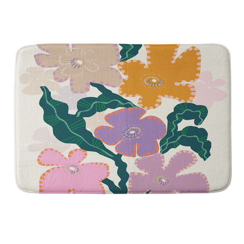 DESIGN d´annick Large Pink Retro Flowers Memory Foam Bath Mat