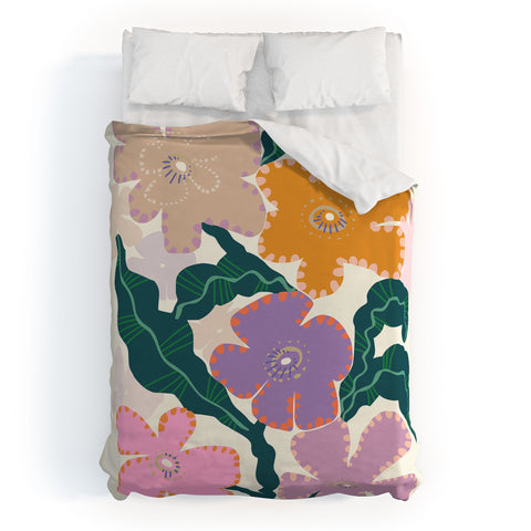 DESIGN d´annick Large Pink Retro Flowers Duvet Cover