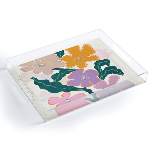 DESIGN d´annick Large Pink Retro Flowers Acrylic Tray