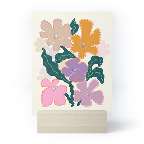 DESIGN d´annick Large Pink Retro Flowers Mini Art Print
