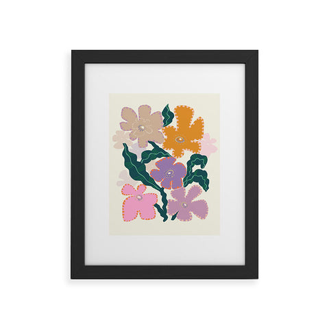 DESIGN d´annick Large Pink Retro Flowers Framed Art Print