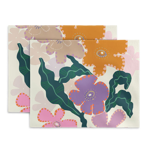 DESIGN d´annick Large Pink Retro Flowers Placemat