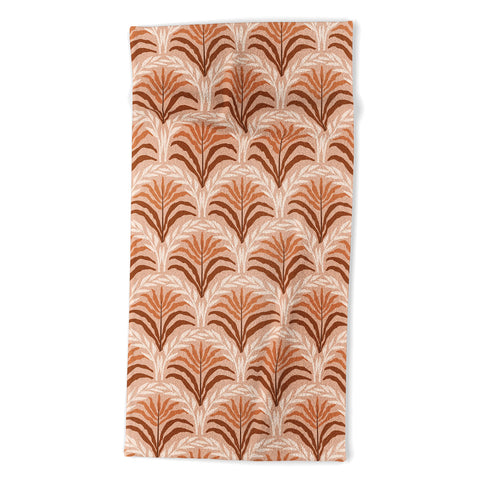 DESIGN d´annick Palm leaves arch pattern rust Beach Towel