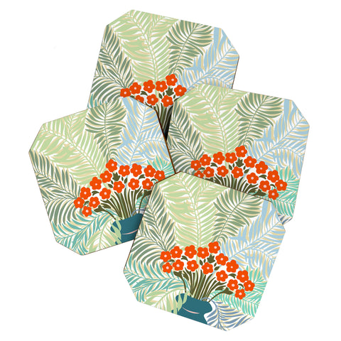 DESIGN d´annick Palm tree leaf Bouquet Coaster Set