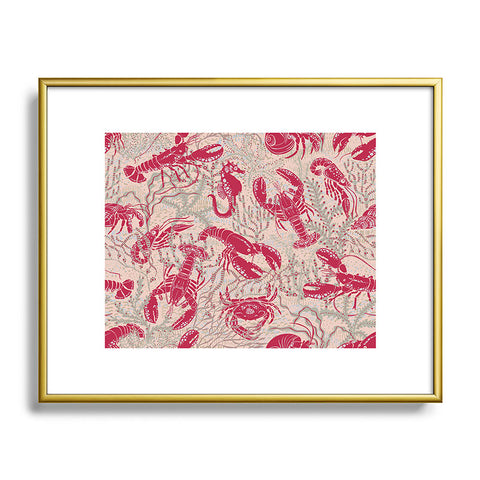 DESIGN d´annick Red Lobster Viva Magenta Metal Framed Art Print