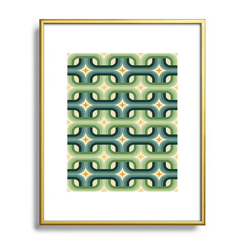 DESIGN d´annick Retro chain pattern teal Metal Framed Art Print