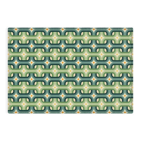 DESIGN d´annick Retro chain pattern teal Outdoor Rug