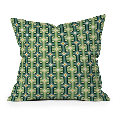 DESIGN d´annick Retro chain pattern teal Throw Pillow