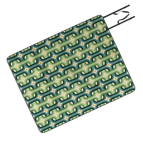 DESIGN d´annick Retro chain pattern teal Picnic Blanket