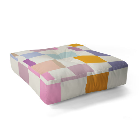 DESIGN d´annick Summer check hand drawn Floor Pillow Square