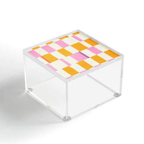 DESIGN d´annick Summer check hand drawn orange Acrylic Box