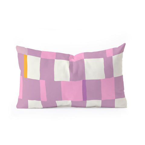 DESIGN d´annick Summer check hand drawn purple Oblong Throw Pillow