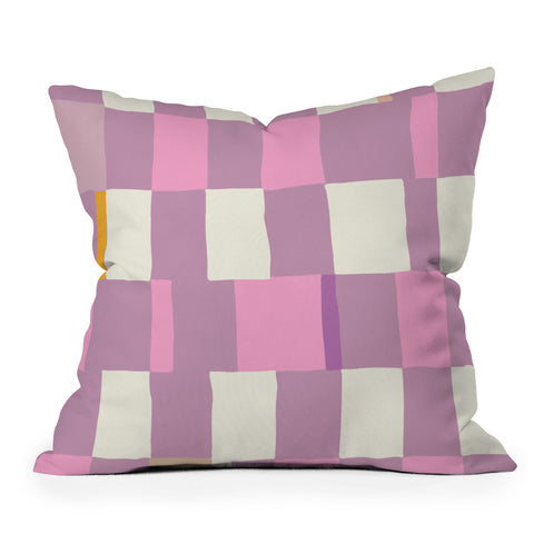 DESIGN d´annick Summer check hand drawn purple Throw Pillow