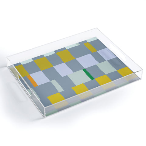DESIGN d´annick Summer check hand drawn teal Acrylic Tray