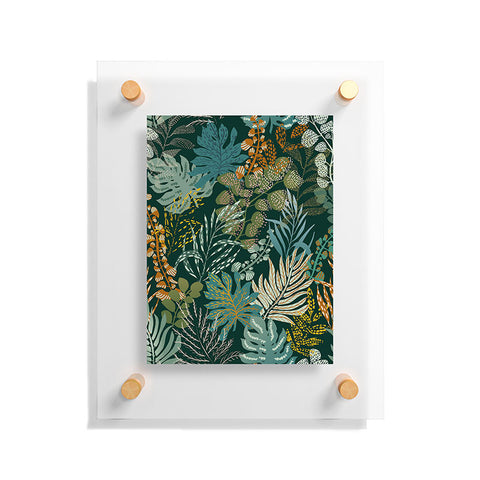 DESIGN d´annick tropical night emerald leaves Floating Acrylic Print