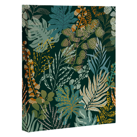 DESIGN d´annick tropical night emerald leaves Art Canvas