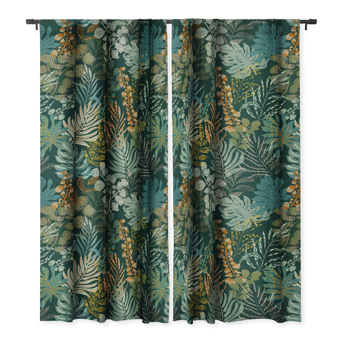 DESIGN d´annick tropical night emerald leaves Blackout Non Repeat