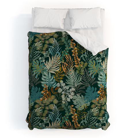 DESIGN d´annick tropical night emerald leaves Duvet Cover