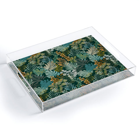DESIGN d´annick tropical night emerald leaves Acrylic Tray