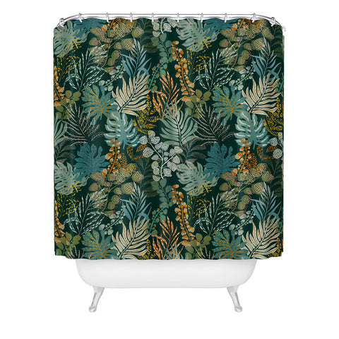 DESIGN d´annick tropical night emerald leaves Shower Curtain