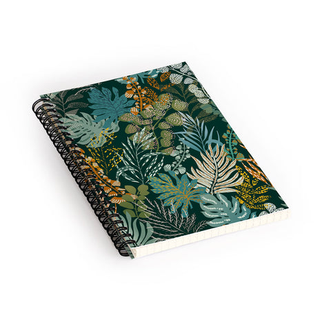 DESIGN d´annick tropical night emerald leaves Spiral Notebook