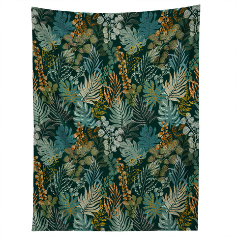 DESIGN d´annick tropical night emerald leaves Tapestry