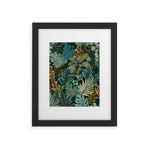 DESIGN d´annick tropical night emerald leaves Framed Art Print