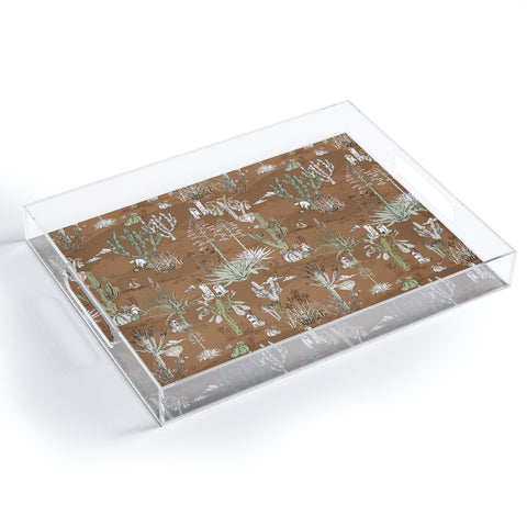 DESIGN d´annick whimsical cactus earthy landscape Acrylic Tray