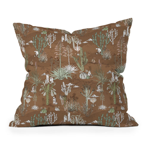 DESIGN d´annick whimsical cactus earthy landscape Throw Pillow