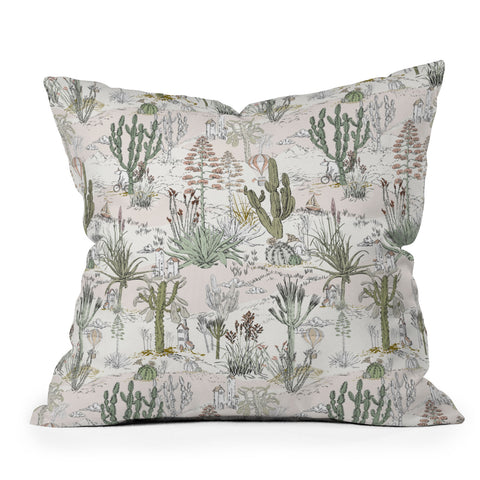 DESIGN d´annick whimsical cactus landscape airy Outdoor Throw Pillow