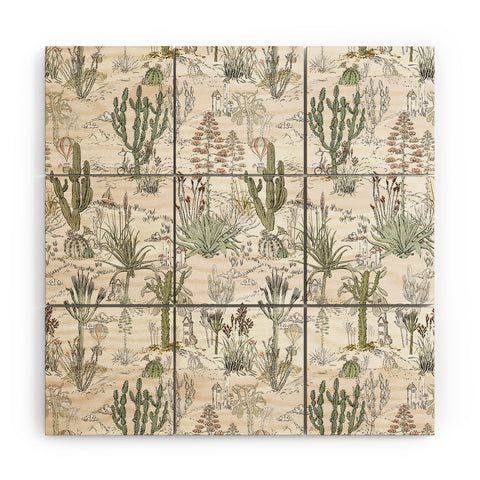 DESIGN d´annick whimsical cactus landscape airy Wood Wall Mural