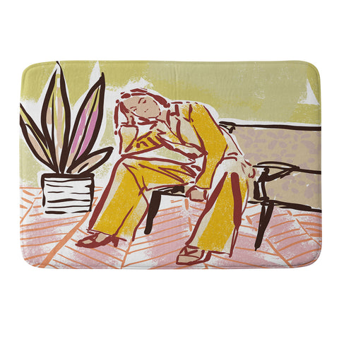 DESIGN d´annick Woman sitting on sofa Memory Foam Bath Mat