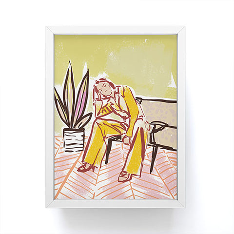 DESIGN d´annick Woman sitting on sofa Framed Mini Art Print