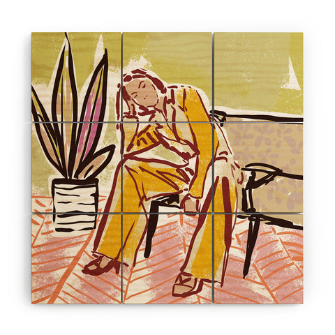 DESIGN d´annick Woman sitting on sofa Wood Wall Mural