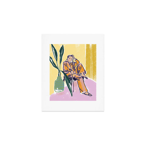 DESIGN d´annick Woman wearing yellow pajamas Art Print