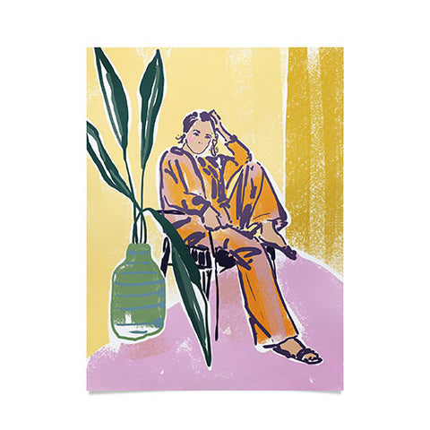 DESIGN d´annick Woman wearing yellow pajamas Poster