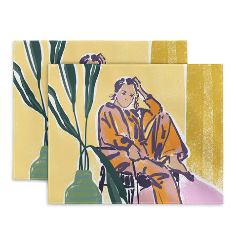 DESIGN d´annick Woman wearing yellow pajamas Placemat