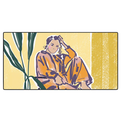 DESIGN d´annick Woman wearing yellow pajamas Desk Mat