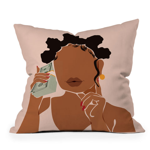 Domonique Brown Mo Money No Problems Outdoor Throw Pillow