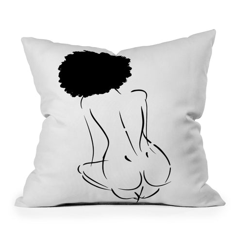 Domonique Brown Nude in Black No 2 Outdoor Throw Pillow