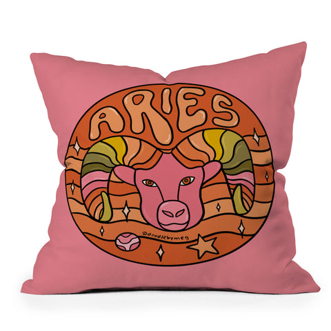 Doodle By Meg 2020 Aries Outdoor Throw Pillow