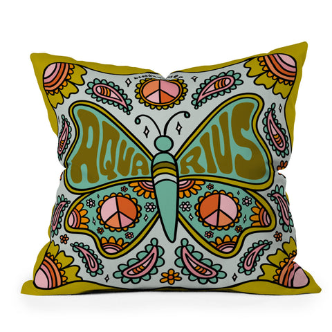 Doodle By Meg Aquarius Butterfly Outdoor Throw Pillow